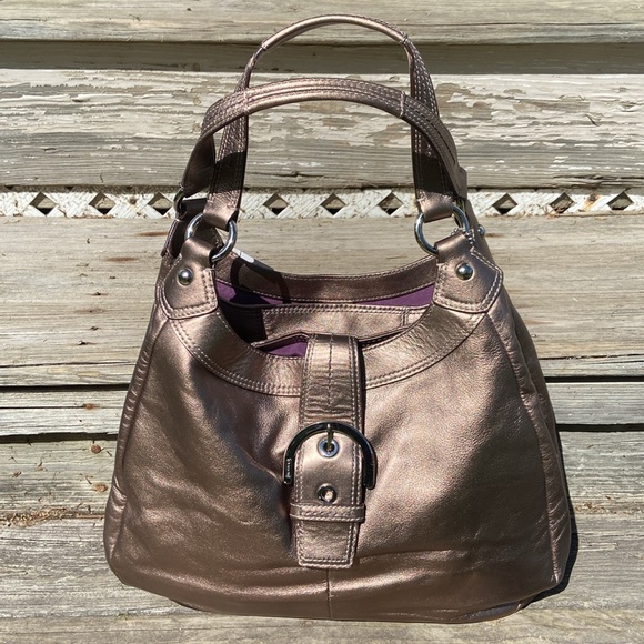 NWT Coach Soho Leather Large Hobo Handbag Purse in Silver/Bronze F17092 - Picture 9 of 12